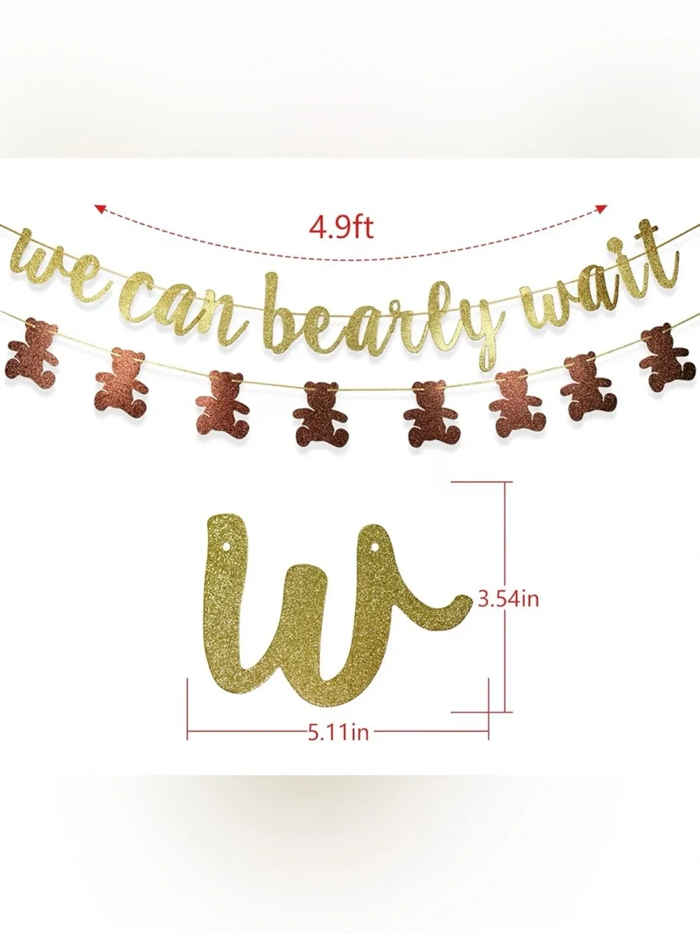 We Can Bearly Wait Glitter Banner